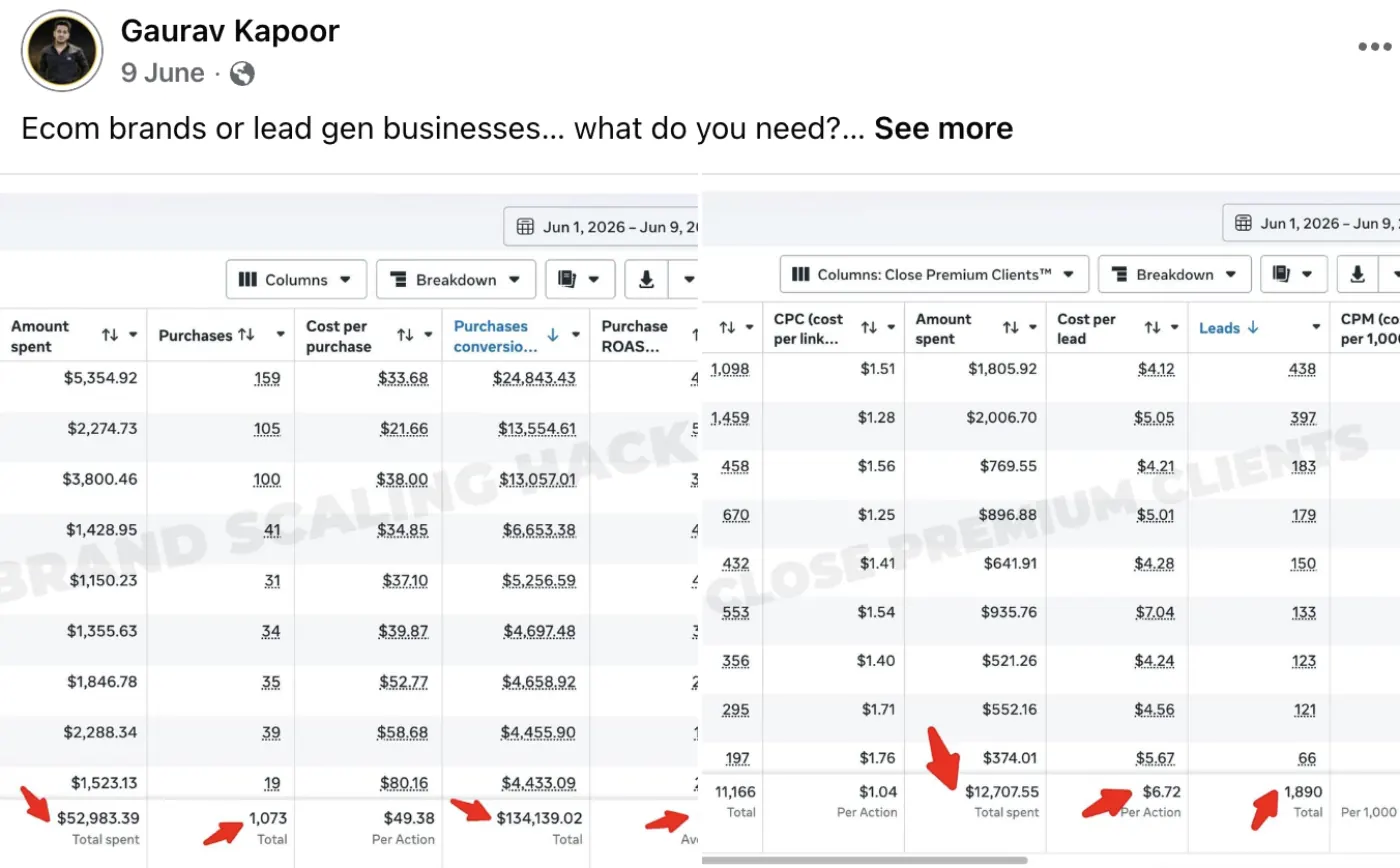 Ecom & Lead Gen — $134.1K ecom & lead sales