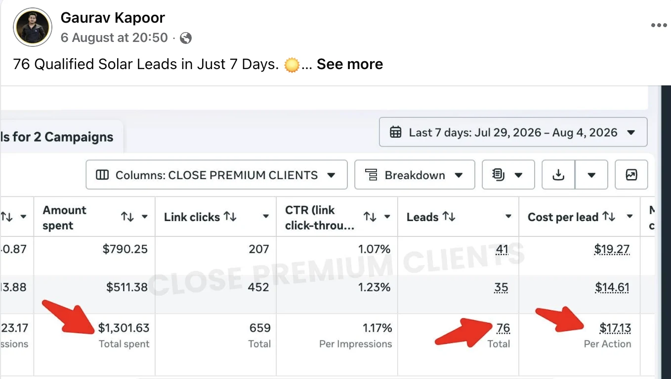 Solar Energy — 76 solar leads · 7 days